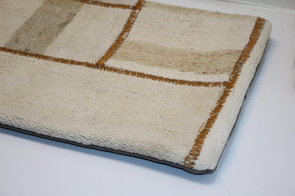 Patchwork Bench Cushion, Minimal Boho Rug Pillow for Entryway or Sofa (12x48)