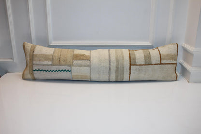 Patchwork Bench Cushion, Minimal Boho Rug Pillow for Entryway or Sofa (12x48)