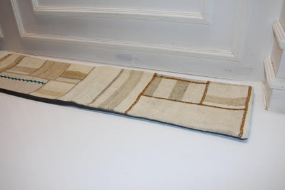 Patchwork Bench Cushion, Minimal Boho Rug Pillow for Entryway or Sofa (12x48)