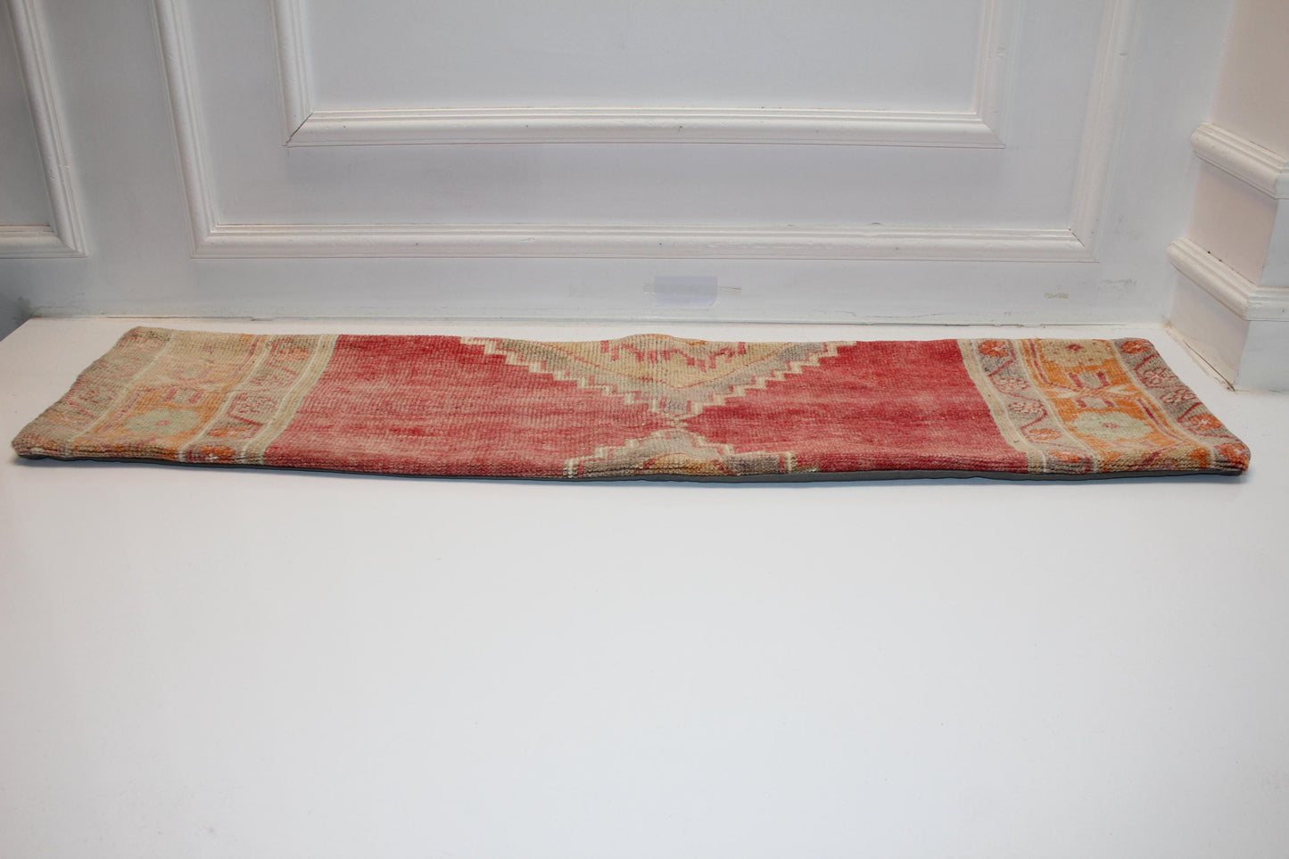 Red Tribal Bench Cushions, Boho Ethnic Long Rug Pillow Set(12x48)