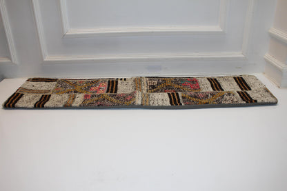 Vintage Turkish Kilim Lumbar Pillow Cover, Boho Patchwork Bench Cushion (12x48 inc.)