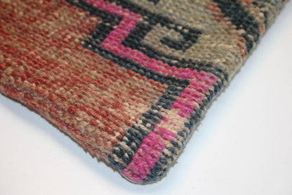 Rust & Pink Geometric Rug Cushion, Tribal Bench Pillow Decor(12x24 in)