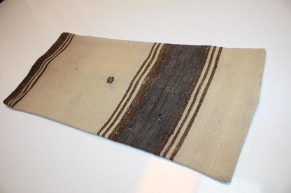 Minimal Striped Rug Cushion, Neutral Wabi Sabi Bench Pillow (12x24 in)