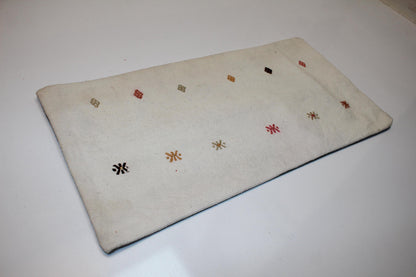 Tribal Symbol Rug Cushion, Ivory Neutral Bench Pillow(12x24 in)