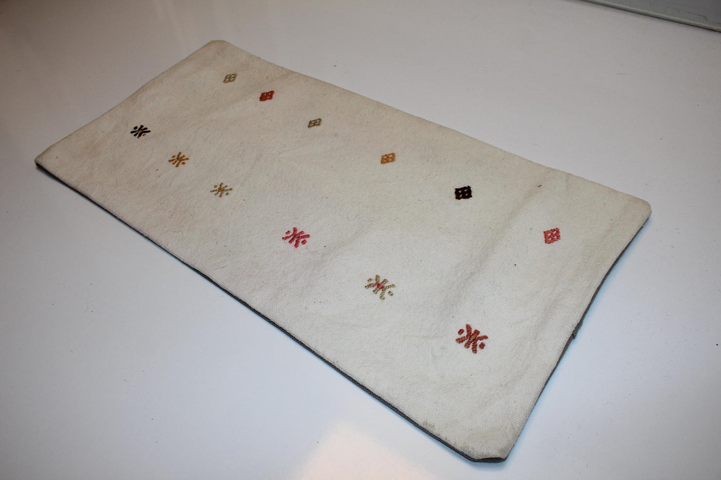 Tribal Symbol Rug Cushion, Ivory Neutral Bench Pillow(12x24 in)