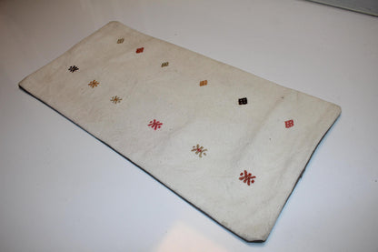 Tribal Symbol Rug Cushion, Ivory Neutral Bench Pillow(12x24 in)