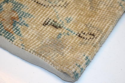 Neutral Boho Rug Cushion, Handmade Anatolian Bench Pillow(12x24 in)