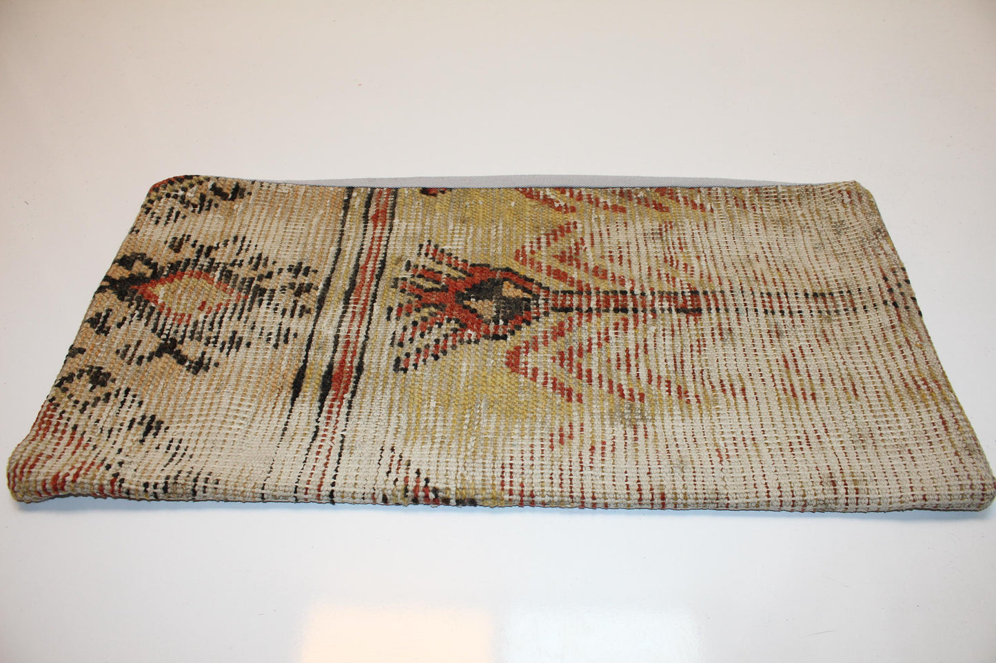 Abstract Anatolian Pattern Rug Cushion, Warm Neutral Bench Pillow(12x24 in)