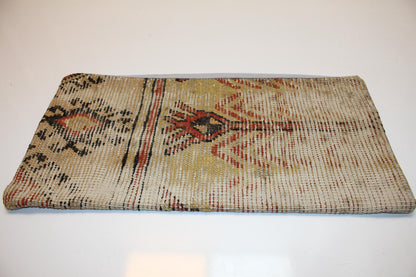 Abstract Anatolian Pattern Rug Cushion, Warm Neutral Bench Pillow(12x24 in)