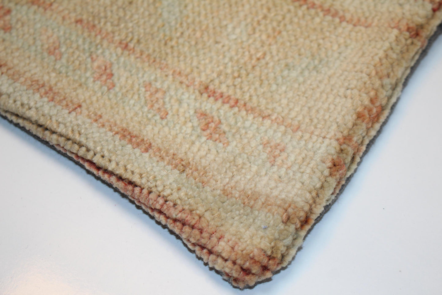 Soft Washed Anatolian Rug Cushion, Minimal Earth Tone Bench Pillow (12x24 in)