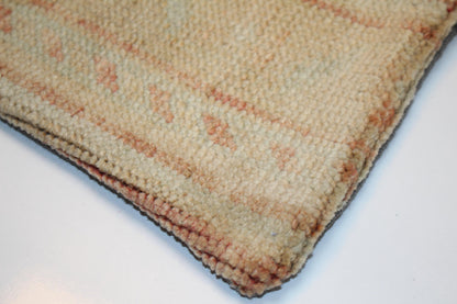 Soft Washed Anatolian Rug Cushion, Minimal Earth Tone Bench Pillow (12x24 in)