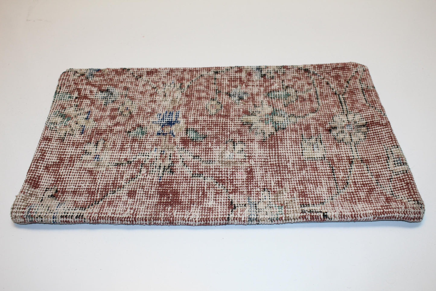 Soft Faded Turkish Rug Cushion with Delicate Motifs for Calm Boho Decor12x20