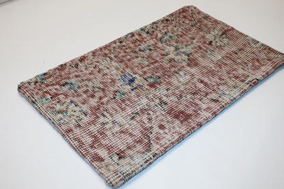 Soft Faded Turkish Rug Cushion with Delicate Motifs for Calm Boho Decor12x20
