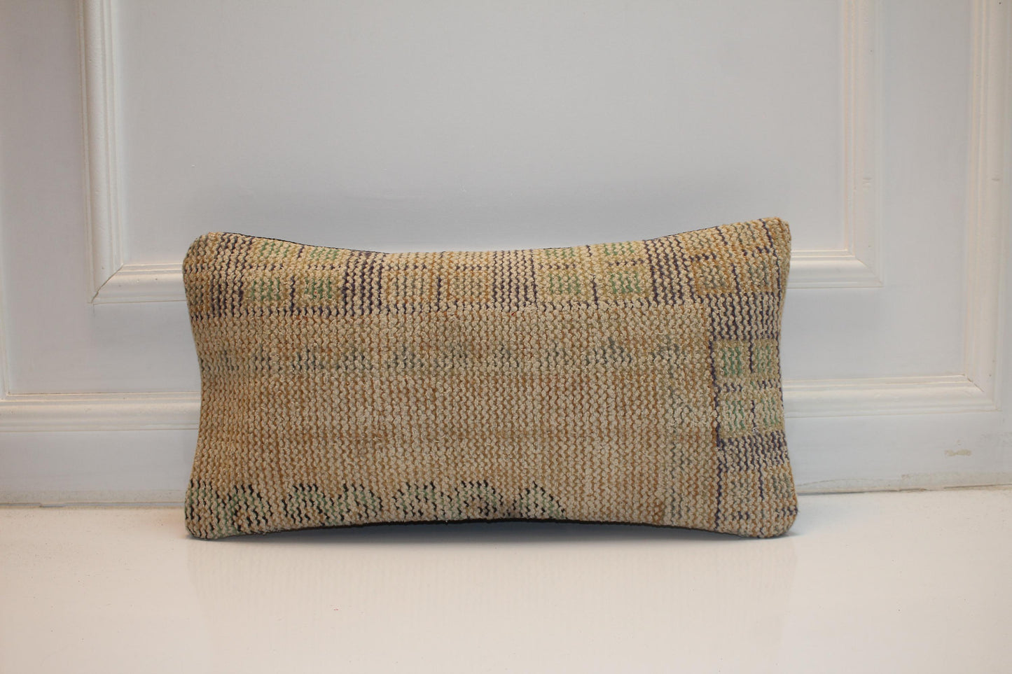 Subtle Pattern Anatolian Rug Cushion for Bench, Calm Neutral Decor(12x24 in)