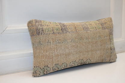 Subtle Pattern Anatolian Rug Cushion for Bench, Calm Neutral Decor(12x24 in)