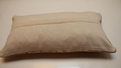 Faded Floral Anatolian Rug Cushion, Soft Neutral Bench Accent(12x24 in)