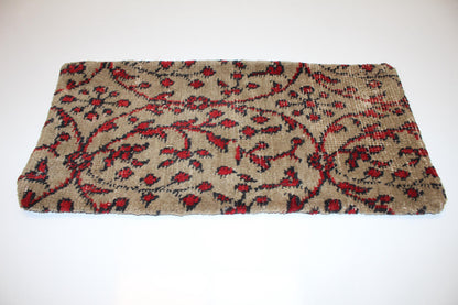 Red Floral Vine Pattern Rug Cushion on Beige Ground for Bench Decor(12x24 in)