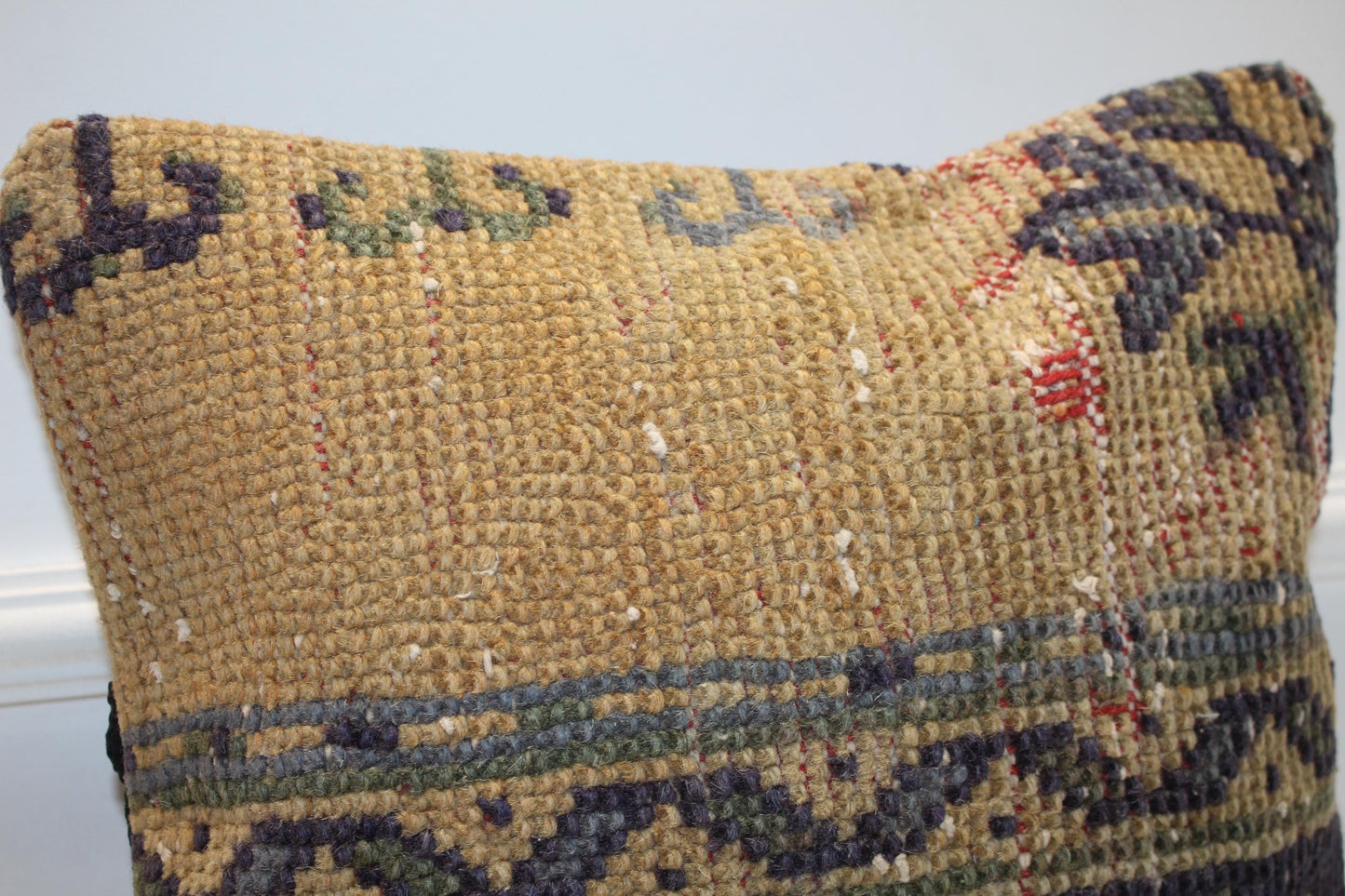 Tribal Anatolian Cushion, Earth Tone Boho Decor, Rustic Handmade Look Pillow(16x16 in)