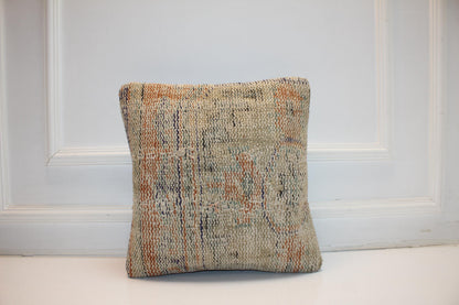 Neutral Boho Cushion, Soft Earth Tone Woven Accent Pillow, Minimal Rustic Decor(16x16 in)