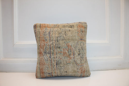 Neutral Boho Cushion, Soft Earth Tone Woven Accent Pillow, Minimal Rustic Decor(16x16 in)
