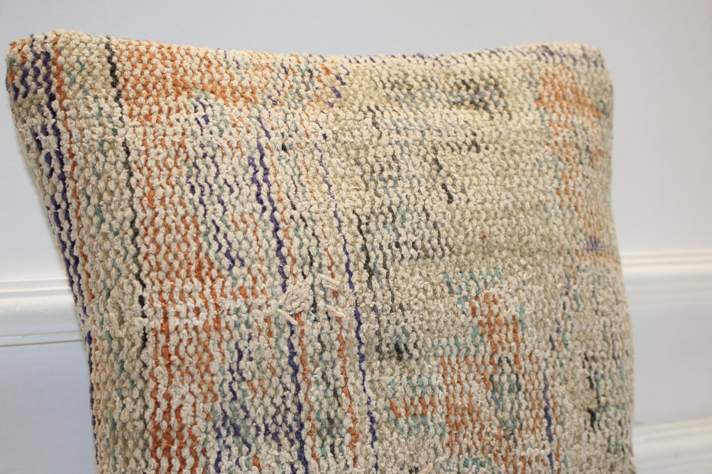 Neutral Boho Cushion, Soft Earth Tone Woven Accent Pillow, Minimal Rustic Decor(16x16 in)