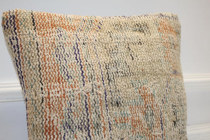 Neutral Boho Cushion, Soft Earth Tone Woven Accent Pillow, Minimal Rustic Decor(16x16 in)