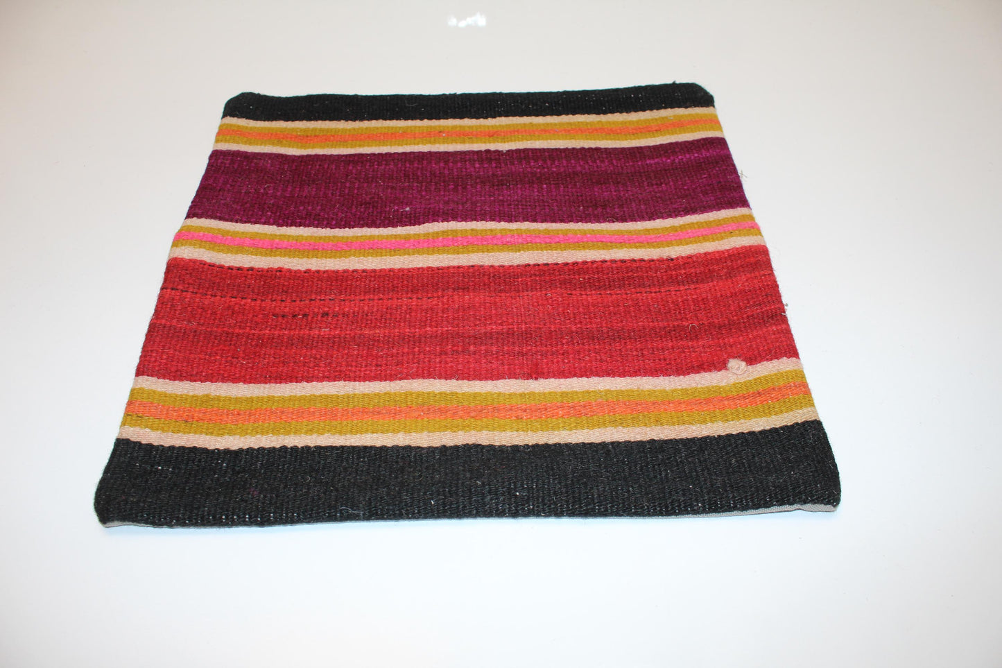 Color Block Striped Cushion, Bold Handwoven Boho Pillow, Vibrant Ethnic Home Accent(16x16 in)