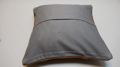 Muted Stripe Boho Cushion, Handwoven Earthy Accent Pillow, Warm Rustic Home Decor(16x16 in)