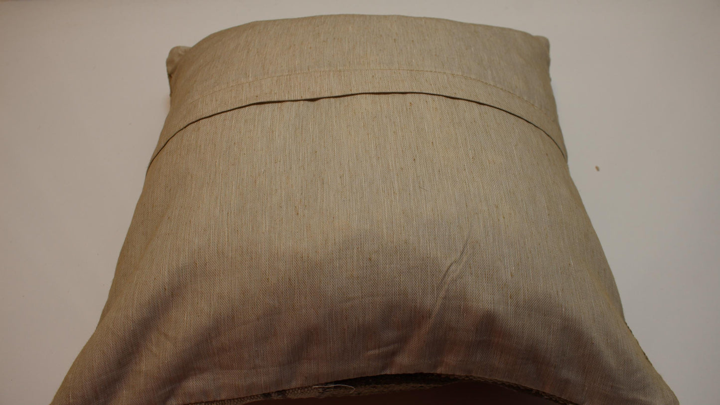 Vintage Turkish Kilim Pillow Cover, Neutral Patchwork Rug Cushion