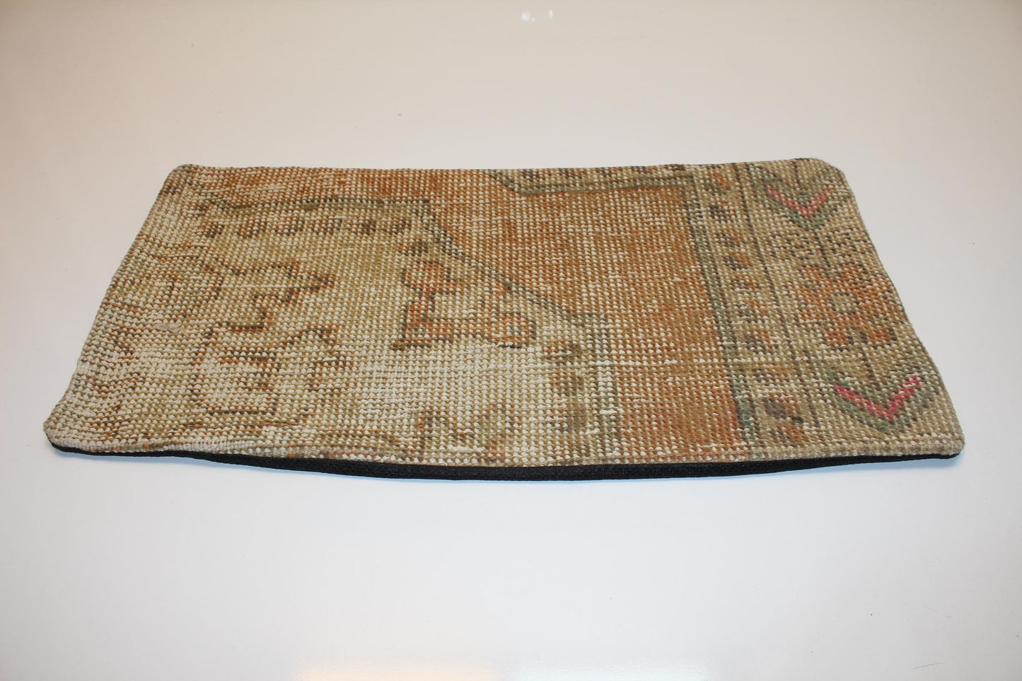 Vintage Turkish Kilim Lumbar Pillow Cover, Boho Rug Cushion 12x24