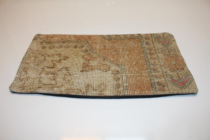 Vintage Turkish Kilim Lumbar Pillow Cover, Boho Rug Cushion 12x24