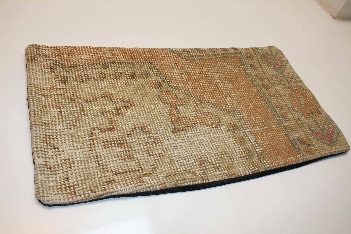 Vintage Turkish Kilim Lumbar Pillow Cover, Boho Rug Cushion 12x24