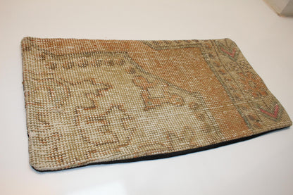 Vintage Turkish Kilim Lumbar Pillow Cover, Boho Rug Cushion 12x24