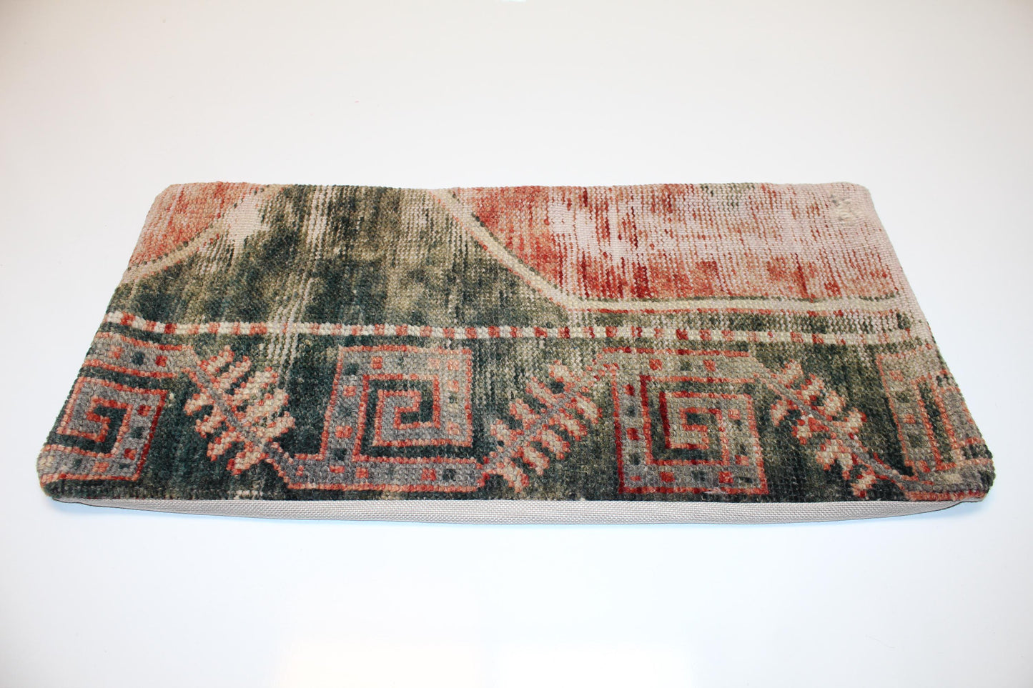 Vintage Kilim Lumbar Pillow Cover, Earth Tone Rug Cushion 12x24