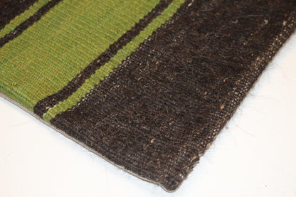 Vintage Turkish Kilim Pillow Cover, Striped Boho Rug Cushion, Earthy Minimal Anatolian Design Accent Pillow(16x16 in)