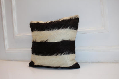 Black White Striped Wool Cushion, Minimal Rustic Boho Decor, Handmade Square Accent Pillow(16x16 in)