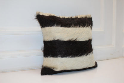 Black White Striped Wool Cushion, Minimal Rustic Boho Decor, Handmade Square Accent Pillow(16x16 in)