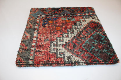 Bold Tribal Kilim Cushion, Colorful Ethnic Boho Decor, Handmade Anatolian Rug Pillow(16x16 in)