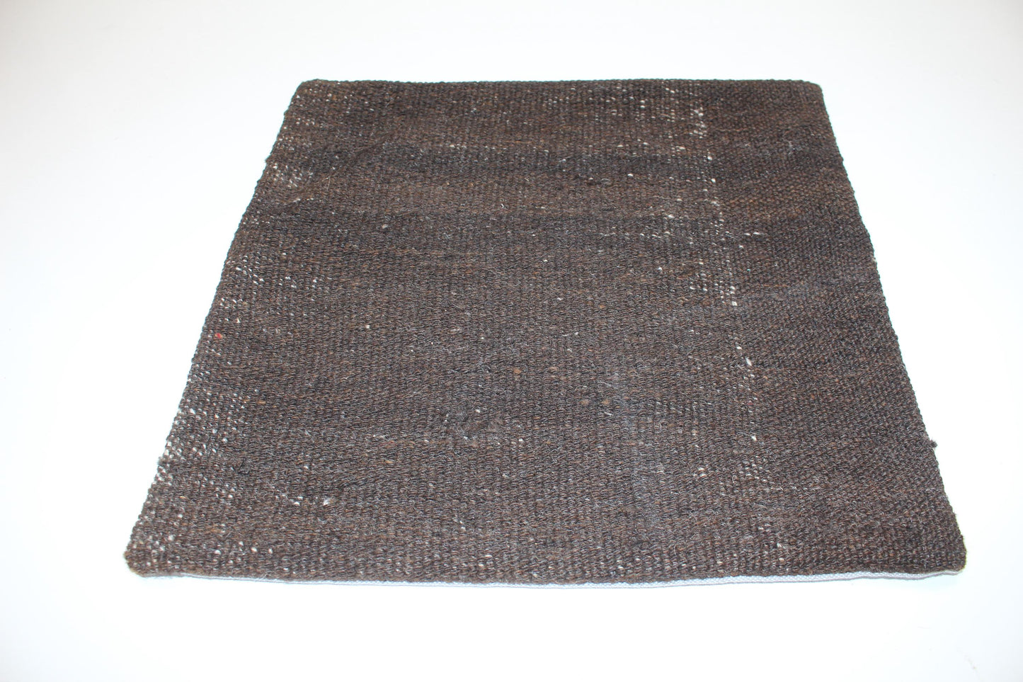 Handmade Brown Kilim Pillow Cover, Earth Tone Boho Decor (16x16 in)