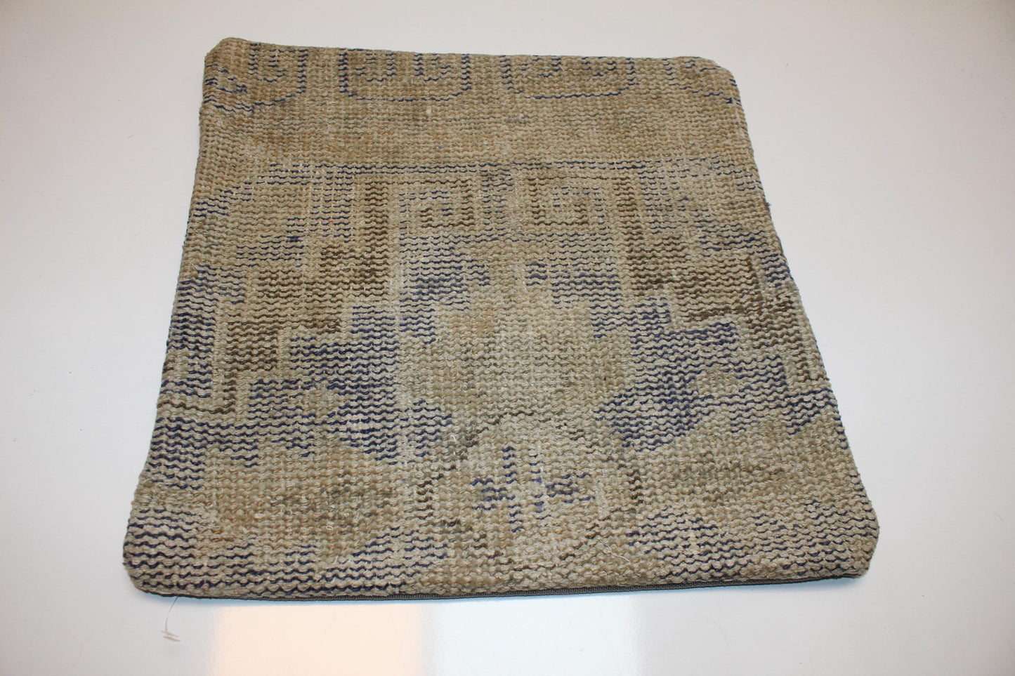 Neutral Beige Rug Cushion, Minimal Handwoven Anatolian Pillow, Soft Boho Home Decor (16x16 in)