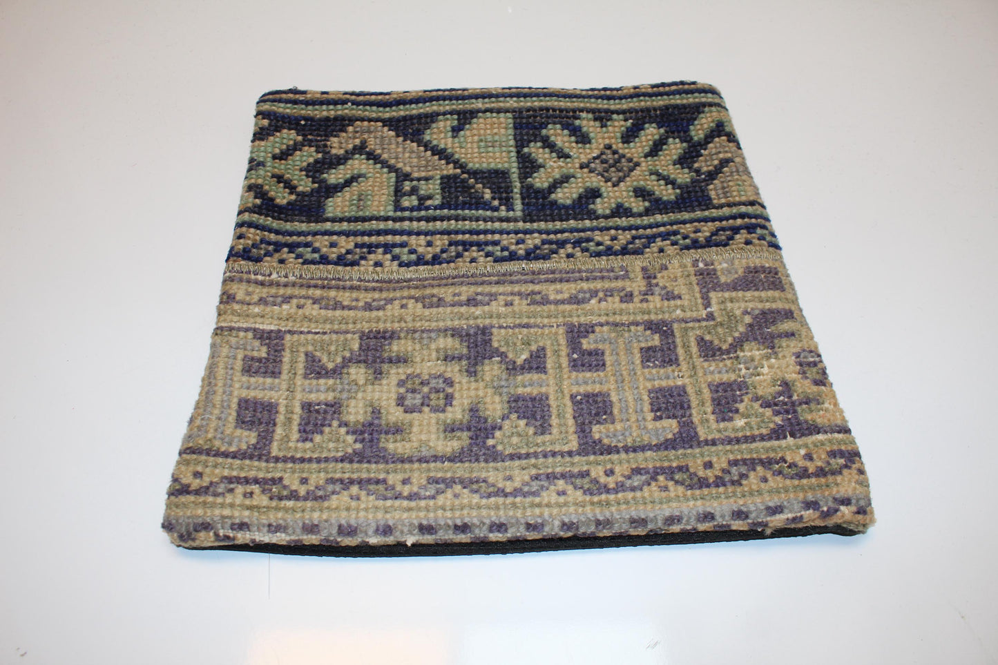 Geometric Anatolian Rug Cushion, Earth Tone Handwoven Pillow, Classic Boho Ethnic Decor(16x16 in)