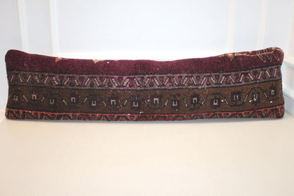 Vintage Turkish Kilim – Burgundy Brown Tribal Rug, 12x48