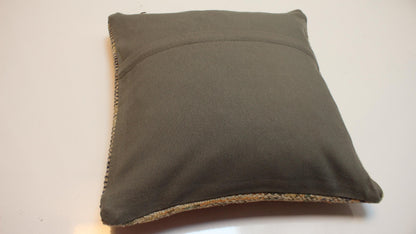 Vintage Turkish Kilim Pillow Cover, Boho Throw Cushion (16x16 in)