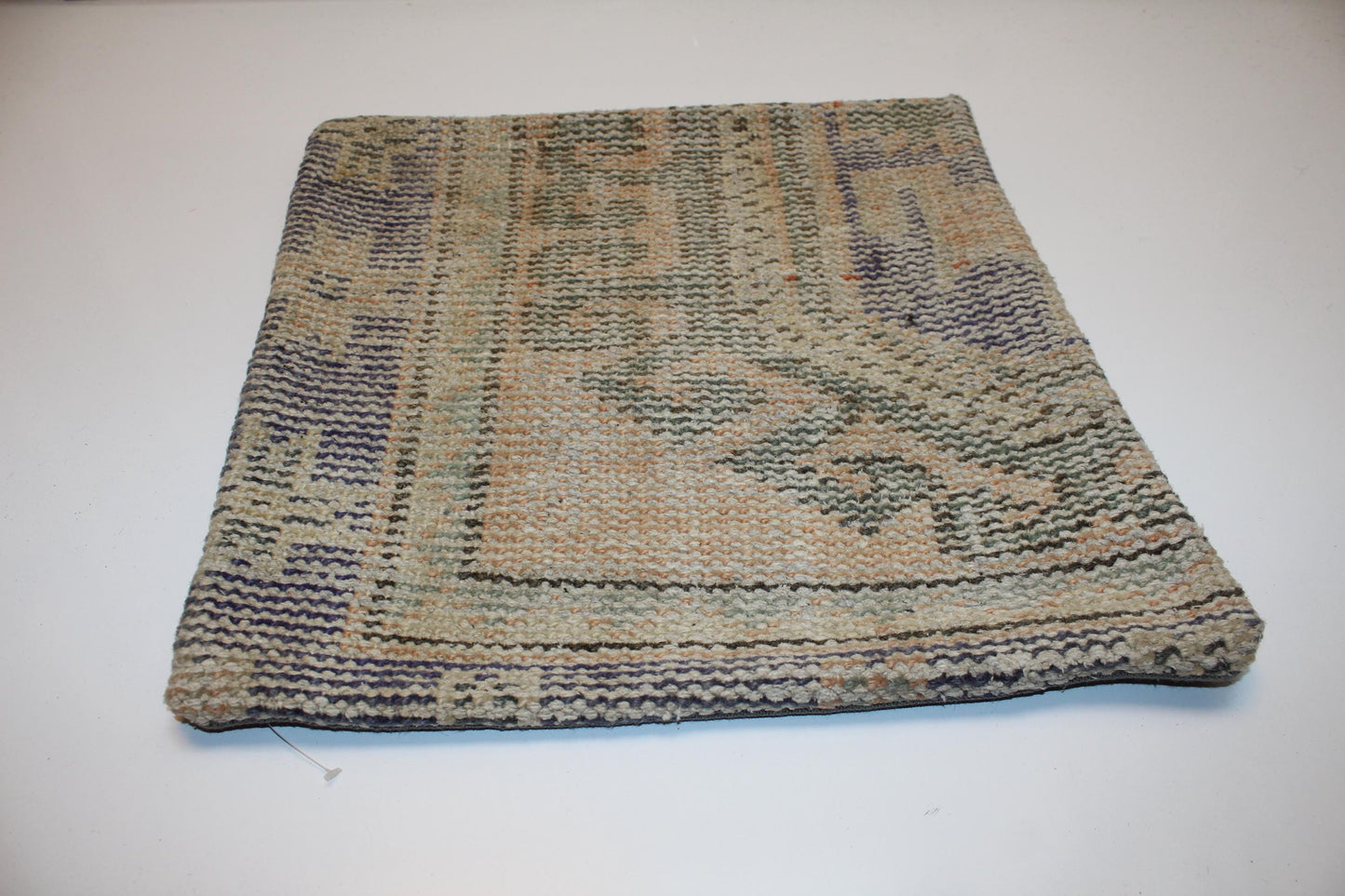 Vintage Turkish Kilim Pillow Cover, Boho Throw Cushion (16x16 in)