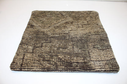 Minimal Wool Cushion, Neutral Earth Tone Kilim Pillow, Handmade Rustic Home Decor(16x16 in)
