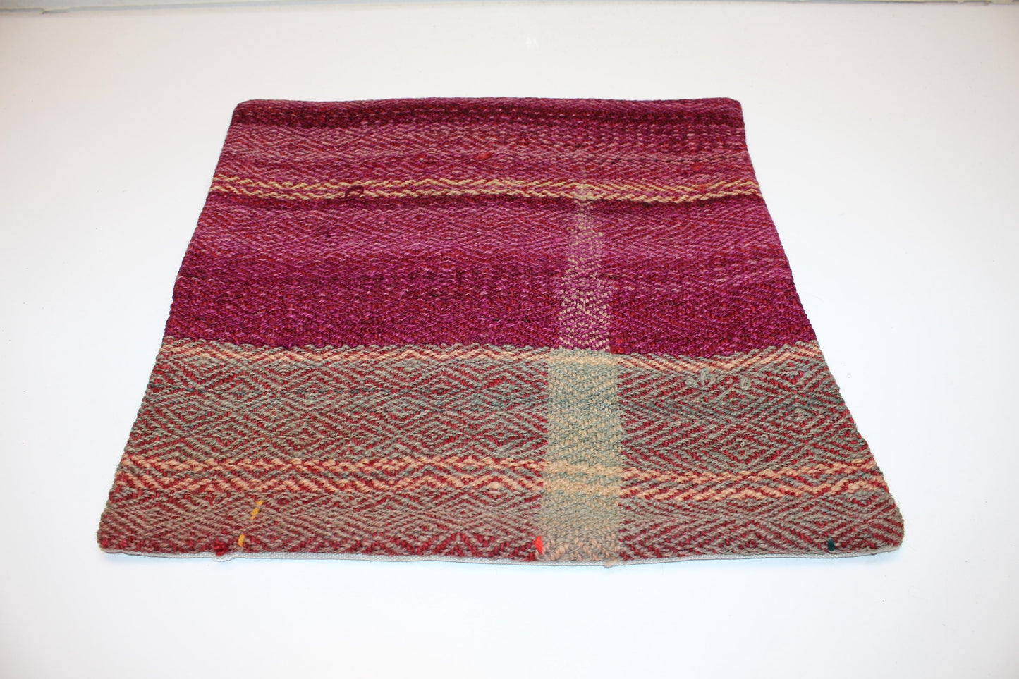 Wool Patchwork Cushion, Warm Boho Home Accent(16x16 in)