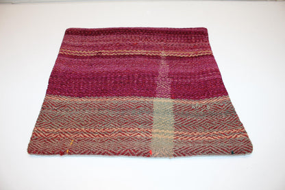 Wool Patchwork Cushion, Warm Boho Home Accent(16x16 in)