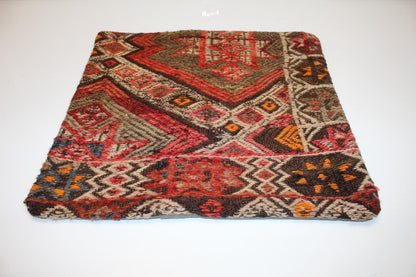 Patchwork Anatolian Rug Cushion, One of a Kind Handwoven Wool Decor(16x16 in)