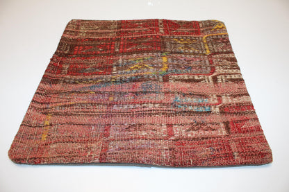 Abstract Woven Cushion from Old Anatolian Rugs, One-Off Statement Decor(16x16 in)