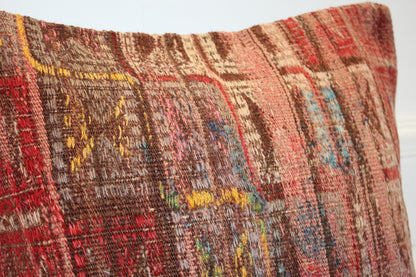 Abstract Woven Cushion from Old Anatolian Rugs, One-Off Statement Decor(16x16 in)